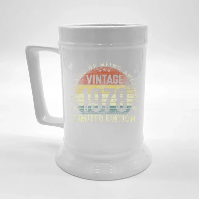 Vintage 1978 Limited Edition 45 Year Old Birthday Gifts Front & Back Beer Stein