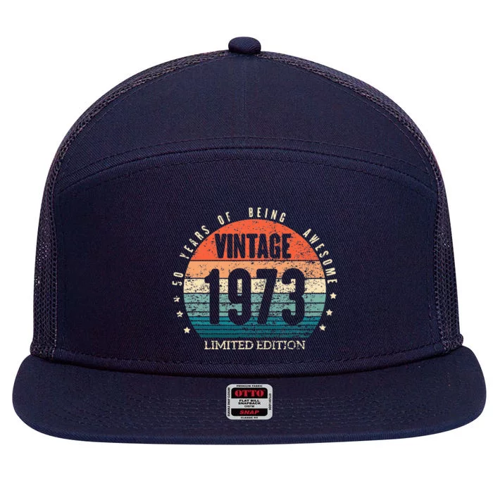 Vintage 1973 Limited Edition 50 Year Old Gifts 50th Birthday 7 Panel Mesh Trucker Snapback Hat