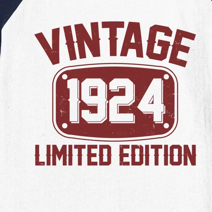 Vintage 1924 Limited Edition 100th Birthday Baseball Sleeve Shirt