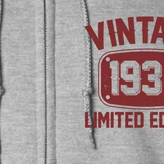 Vintage 1934 Limited Edition 90th Birthday Full Zip Hoodie