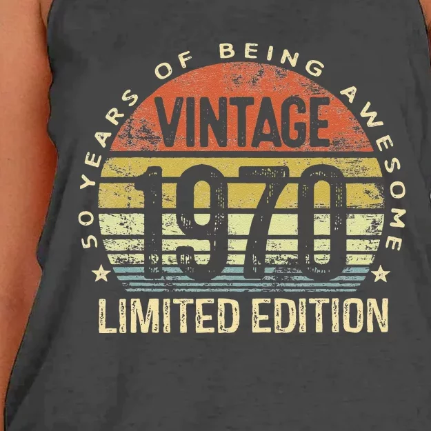 Vintage 1970 Limited Edition 53 Year Old Gifts 53th Birthday Women's Knotted Racerback Tank