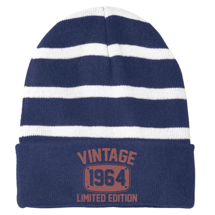 Vintage 1964 Limited Edition 60th Birthday Striped Beanie with Solid Band