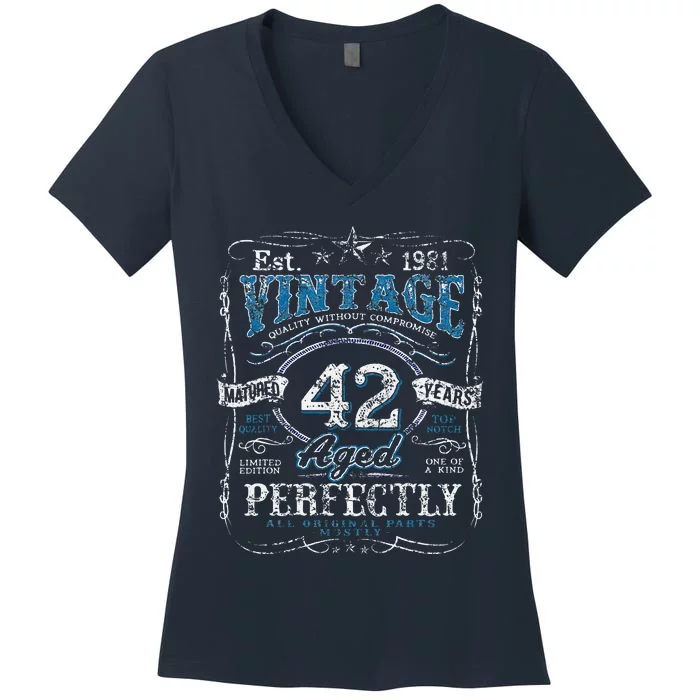 Vintage 1981 Limited Edition 42 Year Old 42nd Birthdays Women's V-Neck T-Shirt