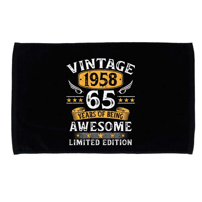 Vintage 1958 Limited Edition 65 Year Old 65th Birthday Gifts Microfiber Hand Towel