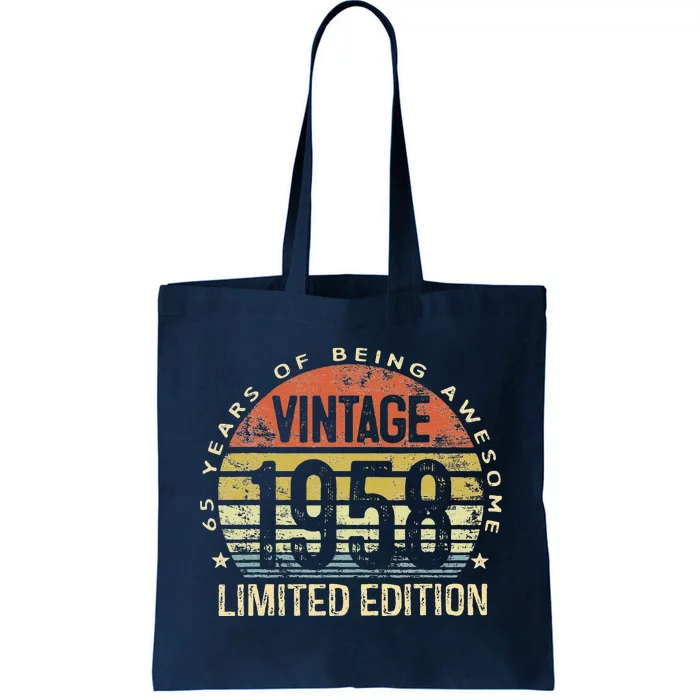 Vintage 1958 Limited Edition 65 Year Old Gifts 65th Birthday Tote Bag