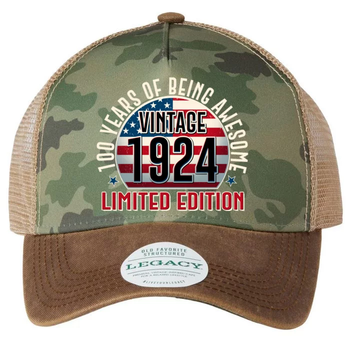 100th Birthday 1924 Limited Edition 100 Years Of Being Awesome Legacy Tie Dye Trucker Hat