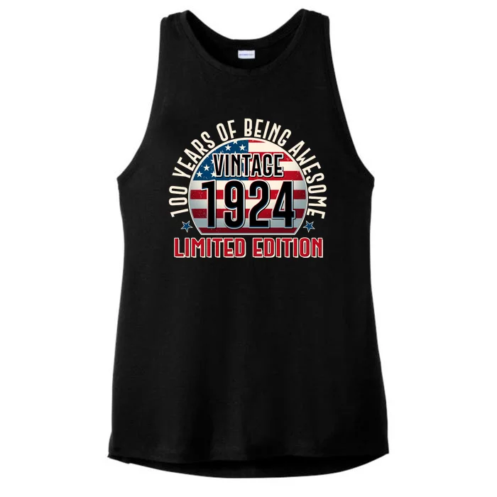 100th Birthday 1924 Limited Edition 100 Years Of Being Awesome Ladies Tri-Blend Wicking Tank