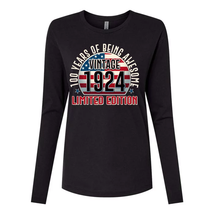 100th Birthday 1924 Limited Edition 100 Years Of Being Awesome Womens Cotton Relaxed Long Sleeve T-Shirt