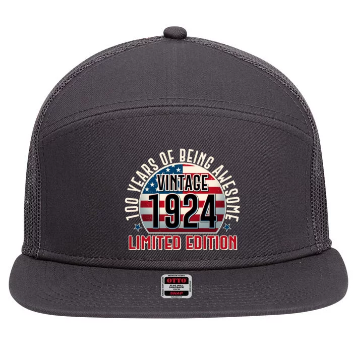 100th Birthday 1924 Limited Edition 100 Years Of Being Awesome 7 Panel Mesh Trucker Snapback Hat