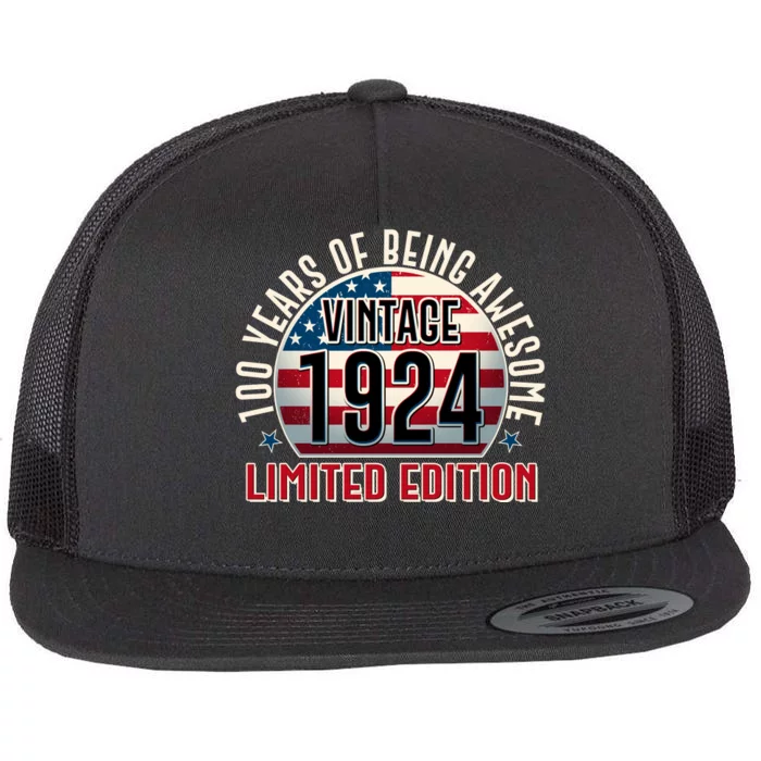 100th Birthday 1924 Limited Edition 100 Years Of Being Awesome Flat Bill Trucker Hat