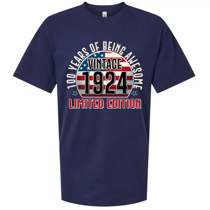 100th Birthday 1924 Limited Edition 100 Years Of Being Awesome Sueded Cloud Jersey T-Shirt