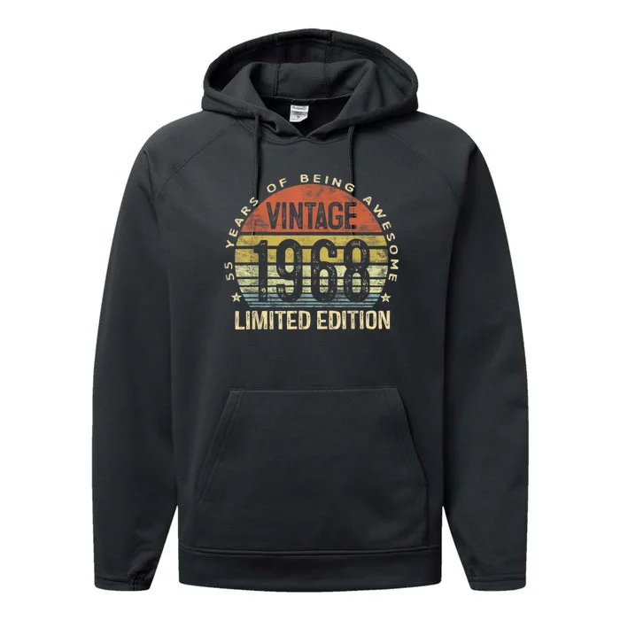 Vintage 1968 Limited Edition 55 Year Old Gifts 55th Birthday Performance Fleece Hoodie