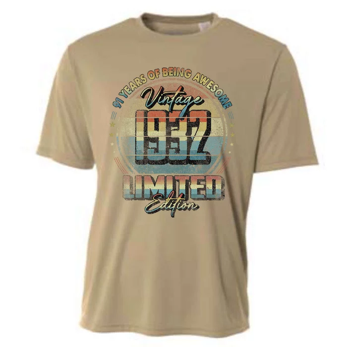 Vintage 1932 Limited Edition 91 Year Old 91st Birthday Cooling Performance Crew T-Shirt