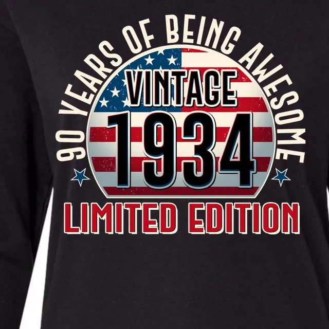 90th Birthday 1934 Limited Edition 90 Years Of Being Awesome Womens Cotton Relaxed Long Sleeve T-Shirt