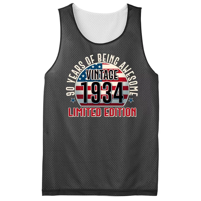 90th Birthday 1934 Limited Edition 90 Years Of Being Awesome Mesh Reversible Basketball Jersey Tank