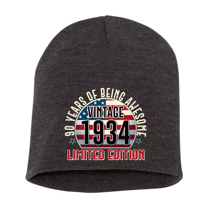 90th Birthday 1934 Limited Edition 90 Years Of Being Awesome Short Acrylic Beanie