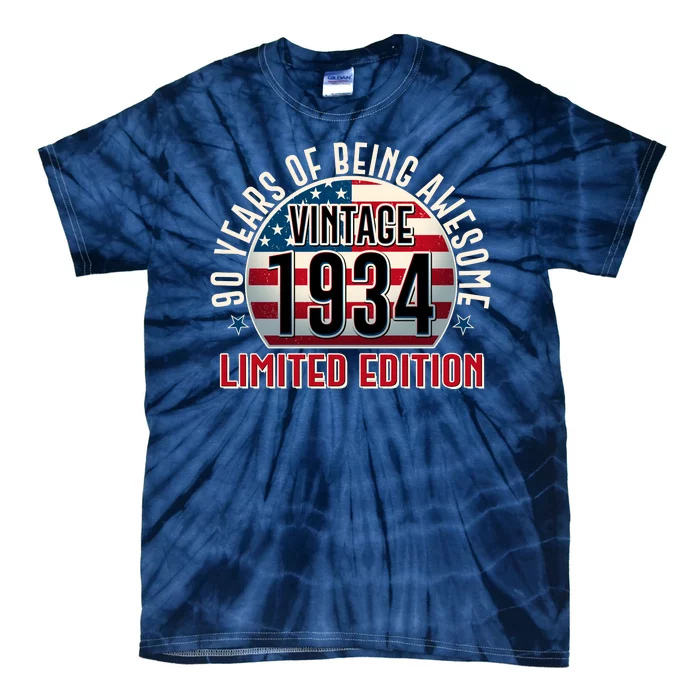 90th Birthday 1934 Limited Edition 90 Years Of Being Awesome Tie-Dye T-Shirt