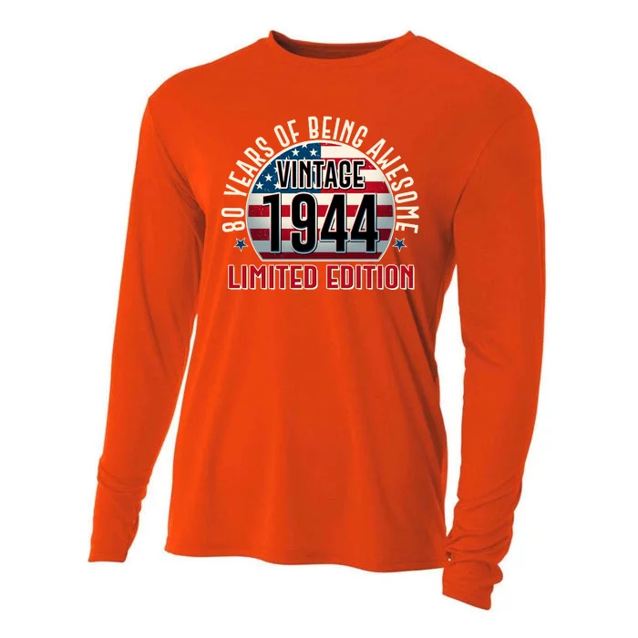 80th Birthday Vintage 1944 Limited Edition 80 Years Of Being Awesome Cooling Performance Long Sleeve Crew