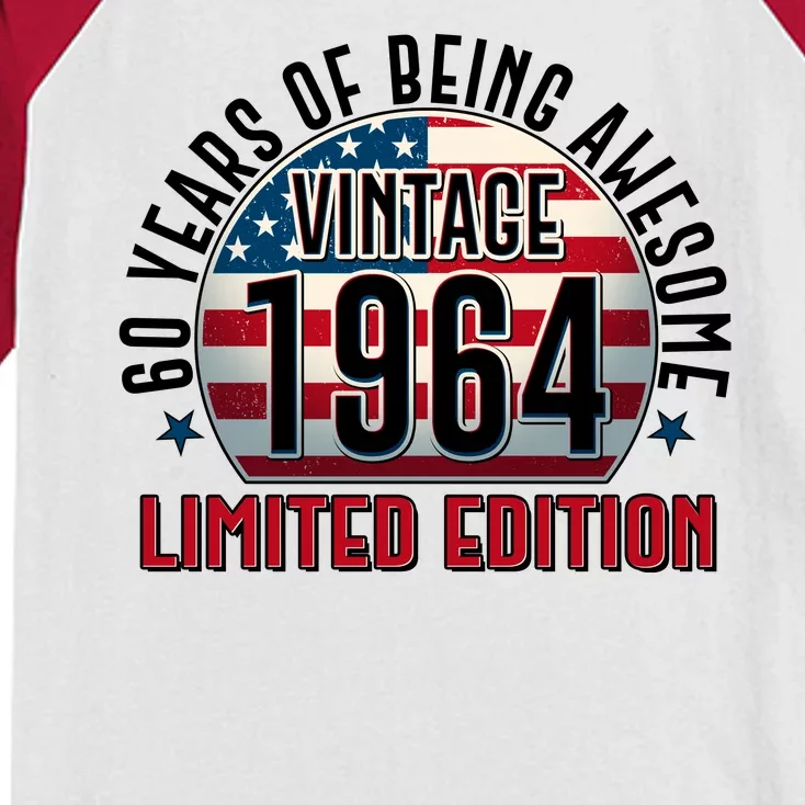 60th Birthday 1964 Limited Edition 60 Years Of Being Awesome Kids Colorblock Raglan Jersey