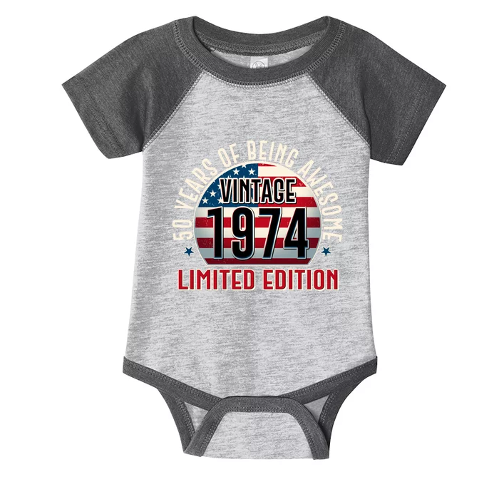 50th Birthday Vintage 1974 Limited Edition 50 Years Of Being Awesome Infant Baby Jersey Bodysuit