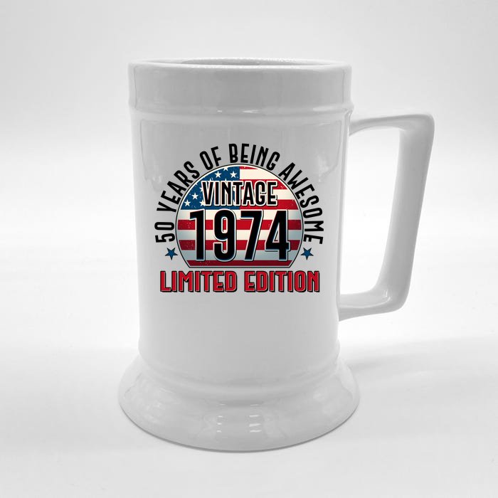 50th Birthday Vintage 1974 Limited Edition 50 Years Of Being Awesome Front & Back Beer Stein