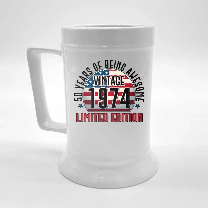 50th Birthday Vintage 1974 Limited Edition 50 Years Of Being Awesome Front & Back Beer Stein