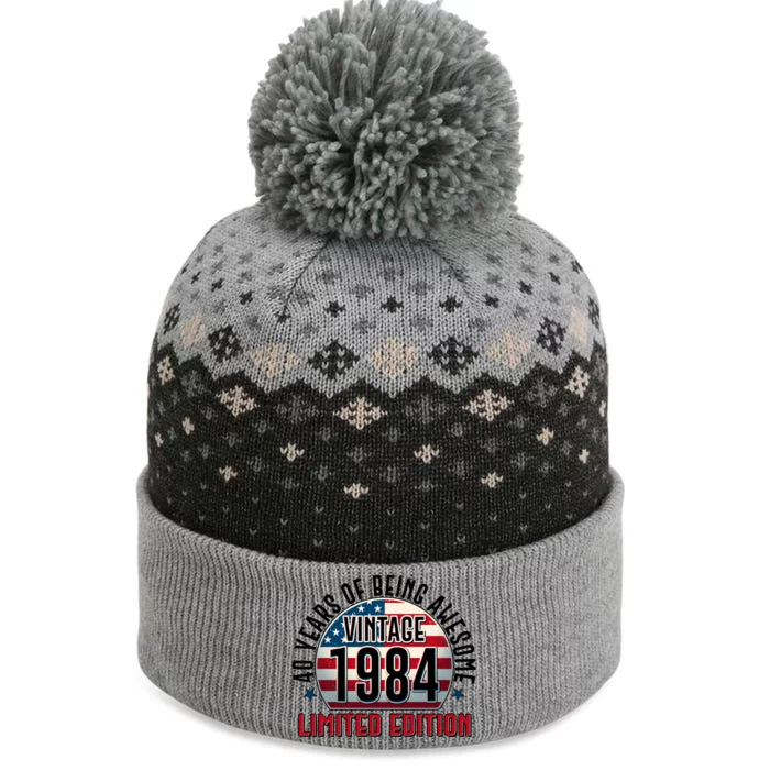 Vintage 1984 Limited Edition 40 Years Of Being Awesome Usa Flag The Baniff Cuffed Pom Beanie