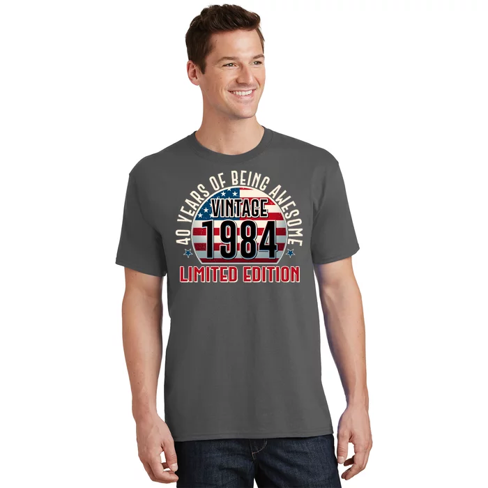 Vintage 1984 Limited Edition 40 Years Of Being Awesome Usa Flag T-Shirt