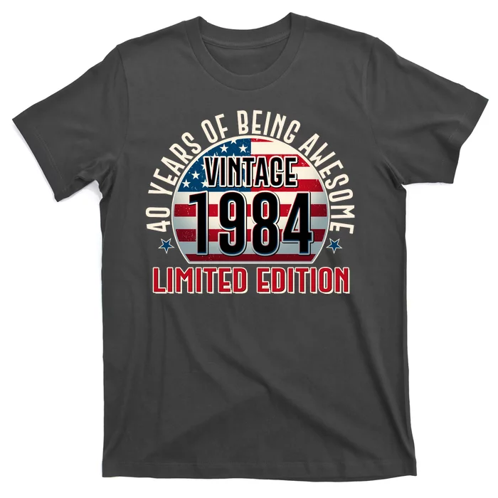 Vintage 1984 Limited Edition 40 Years Of Being Awesome Usa Flag T-Shirt