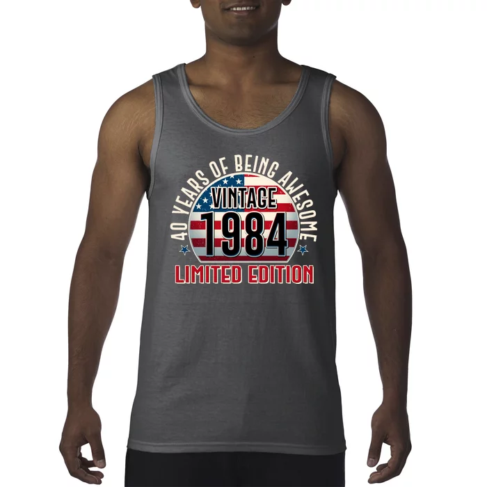 Vintage 1984 Limited Edition 40 Years Of Being Awesome Usa Flag Tank Top