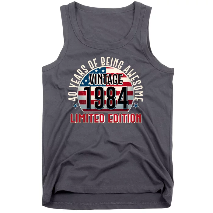 Vintage 1984 Limited Edition 40 Years Of Being Awesome Usa Flag Tank Top