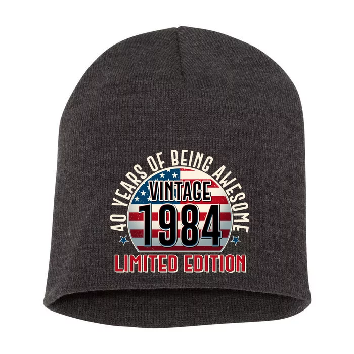 Vintage 1984 Limited Edition 40 Years Of Being Awesome Usa Flag Short Acrylic Beanie