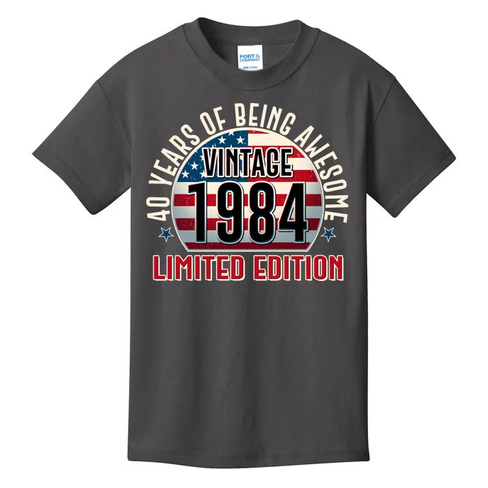 Vintage 1984 Limited Edition 40 Years Of Being Awesome Usa Flag Kids T-Shirt