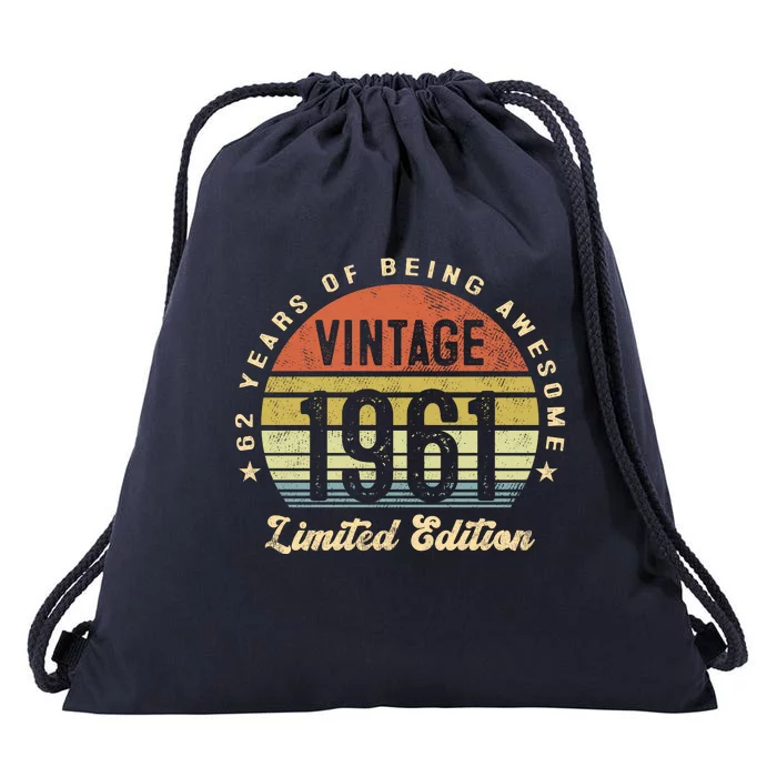 Vintage 1961 Limited Edition Birthday 62nd Dad Birthday Grandpa Birthday Drawstring Bag