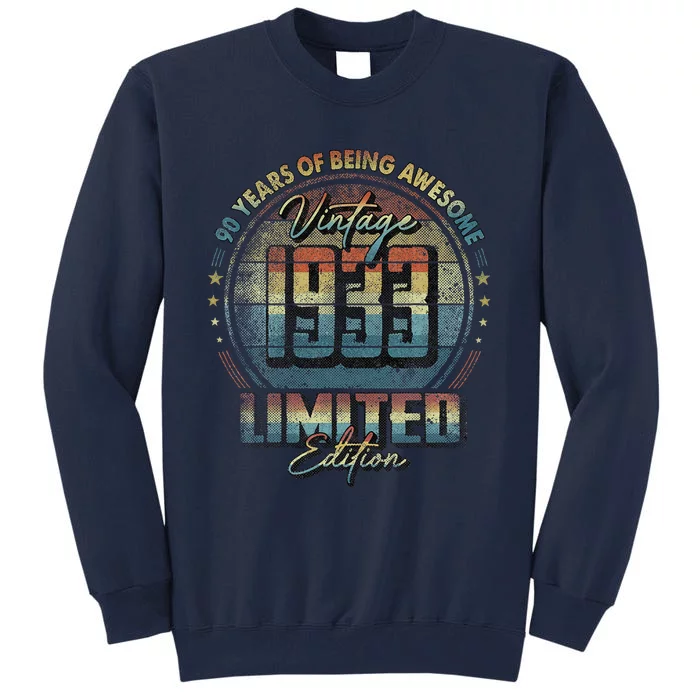 Vintage 1933 Limited Edition 90 Year Old 90th Birthday Tall Sweatshirt