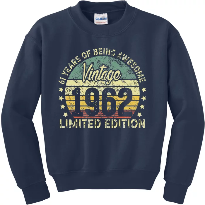 Vintage 1962 Limited Edition 61 Year Old Retro 61th Birthday Kids Sweatshirt