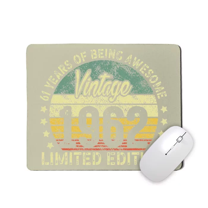 Vintage 1962 Limited Edition 61 Year Old Retro 61th Birthday Mousepad