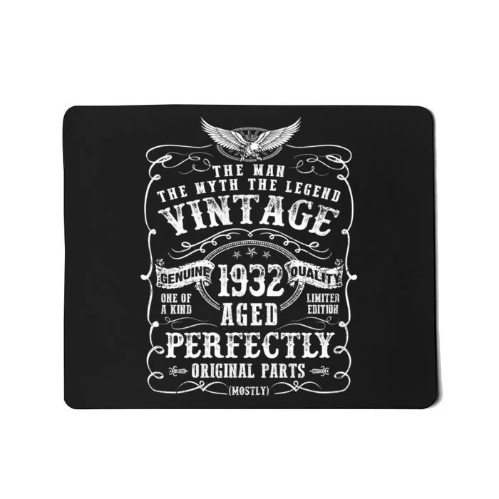 Vintage 1932 Man Myth Legend 90 Year Old Gifts 90th Birthday Mousepad