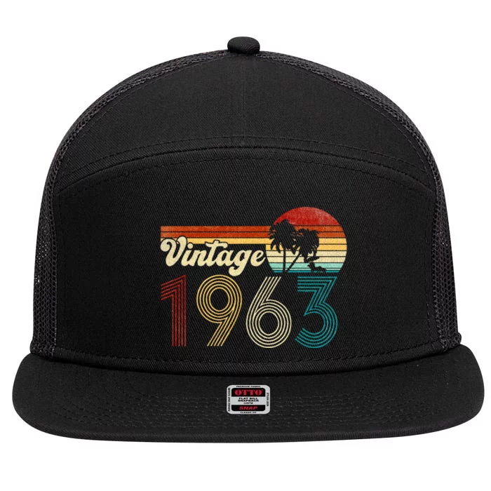 Vintage 1963 Made In 1963 60th Birthday 60 Year Old Gift 7 Panel Mesh Trucker Snapback Hat