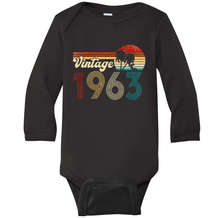 Vintage 1963 Made In 1963 60th Birthday 60 Year Old Gift Baby Long Sleeve Bodysuit