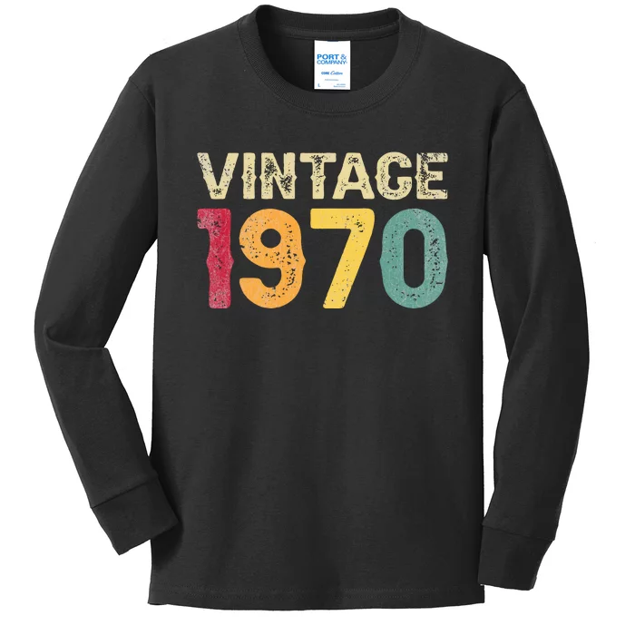 Vintage 1970 Made In 1970 Funny 52nd Birthday 52 Years Old Kids Long Sleeve Shirt