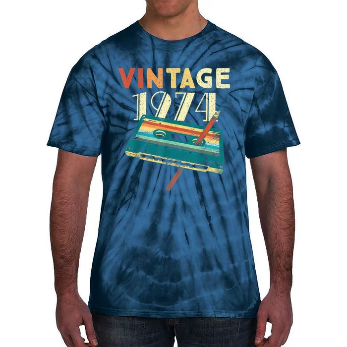 Vintage 1974 Music Cassette 49th Birthday Present Gifts 49 Years Old Tie-Dye T-Shirt