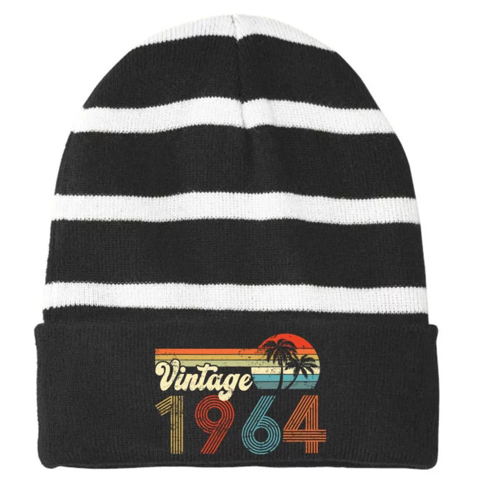 Vintage 1964 Made In 1964 58th Birthday Gift 58 Year Old Striped Beanie with Solid Band