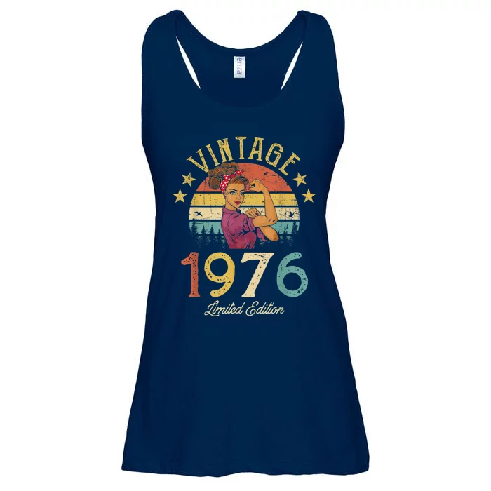 Vintage 1976 Made In 1976 46th Birthday Wo 46 Years Old Ladies Essential Flowy Tank