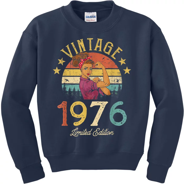 Vintage 1976 Made In 1976 46th Birthday Wo 46 Years Old Kids Sweatshirt