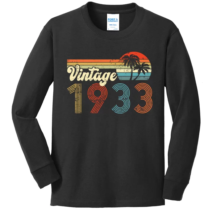 Vintage 1933 Made In 1933 89rd Birthday Gift 89 Year Old Kids Long Sleeve Shirt