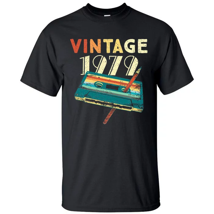 Vintage 1979 Music Cassette 44th Birthday Gifts 44 Years Old Tall T-Shirt