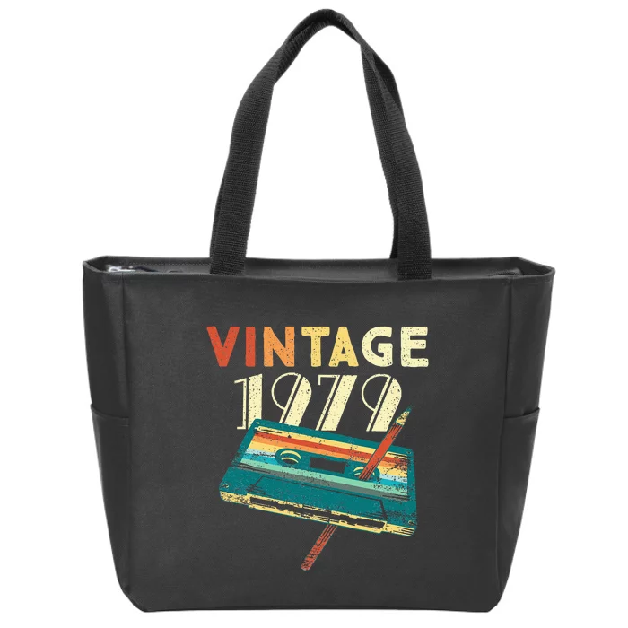 Vintage 1979 Music Cassette 44th Birthday Gifts 44 Years Old Zip Tote Bag