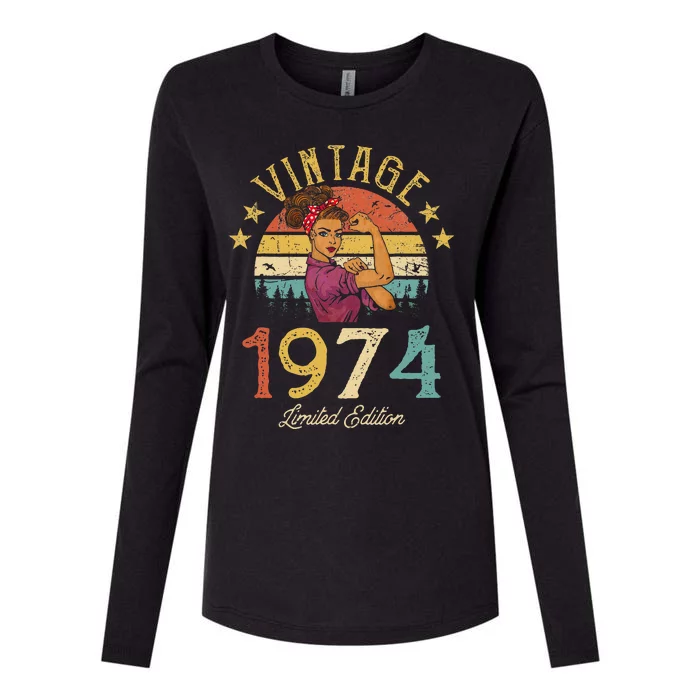 Vintage 1974 Made In 1974 48th Birthday Wo 48 Years Old Womens Cotton Relaxed Long Sleeve T-Shirt