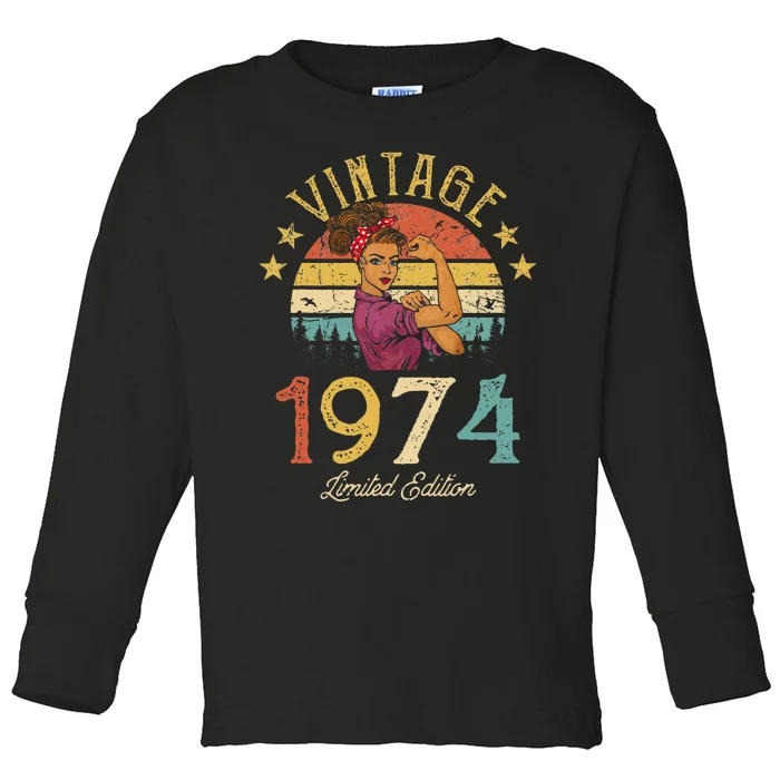 Vintage 1974 Made In 1974 48th Birthday Wo 48 Years Old Toddler Long Sleeve Shirt